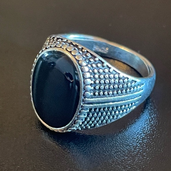 very cool black obsidian S925 silver ring - Picture 3 of 9